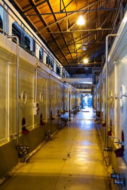 Arjantin, Mendoza 'da modern alüminyum fıçılar.