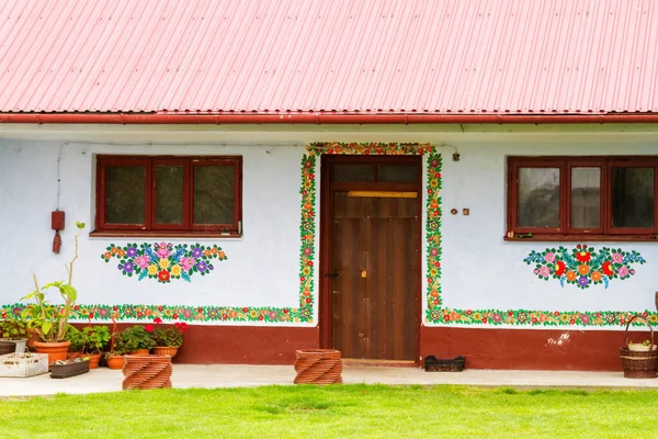 Zalipie April 2016 Facade Traditional Colorful Building Zalipie Village Poland — Stok Foto