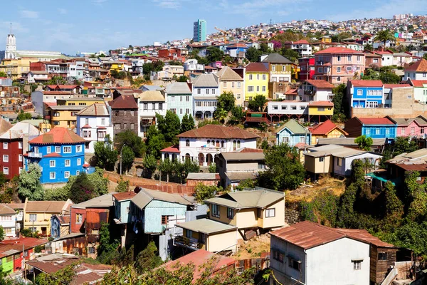 Coloridos Edificios Las Colinas Valparaíso Ciudad Declarada Patrimonio Humanidad Por — Foto de Stock