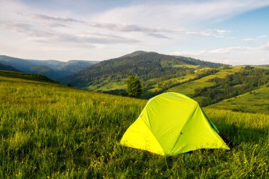 Lonely tent in Beskidy Mountains, Poland, Europe clipart