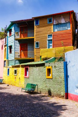 Buenos Aires 'in La Boca mahallesindeki renkli Caminito Caddesi.
