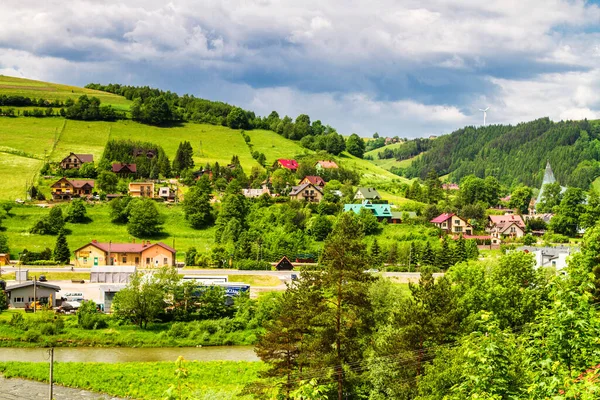 Blick Auf Die Polnische Stadt Rytro Von Den Beskiden Beskid — Stockfoto