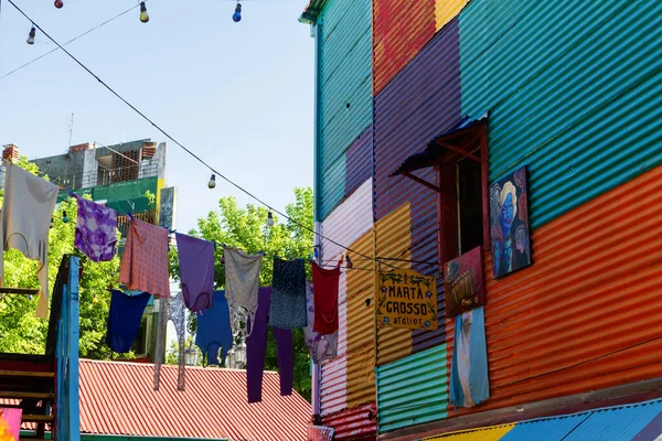 Buenos Aires Argentina Feb 2016 Caminito Street Casas Coloridas Conventillos — Fotografia de Stock