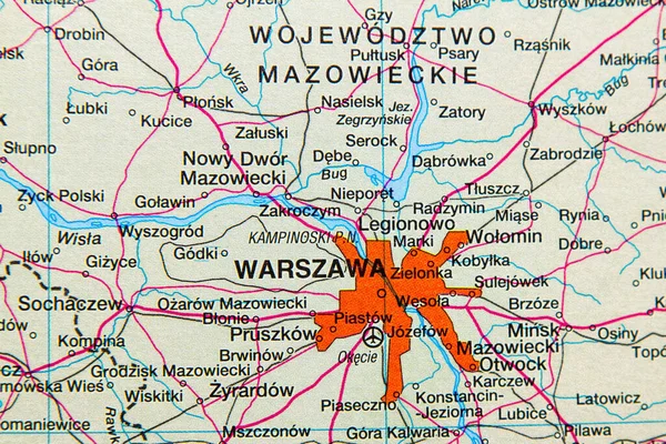 WARSAW, POLAND, JUNE 20, 2016: Map showing Poland and its capital - Warsaw