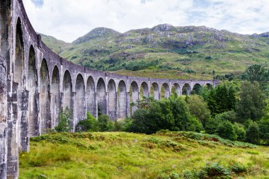 Glenfinnan viyadükü, yaz mevsiminde İskoçya 'nın batı kıyısında, Birleşik Krallık