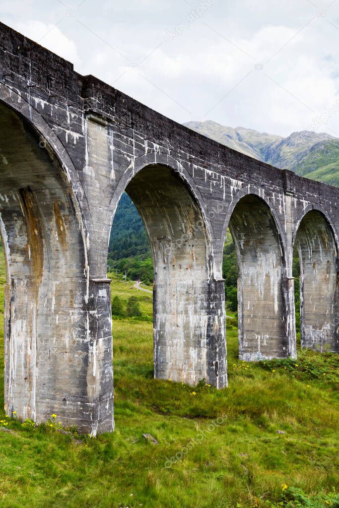 The Glenfinnan viaduct during summertime on the westcoast of Scotland, United Kingdom