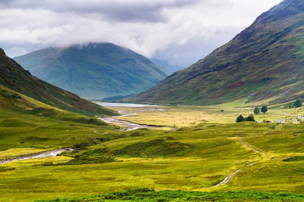 Glencoe Eller Glen Coe Bergen Och Passera Panoramautsikt Landskap Lochaber — Stockfoto
