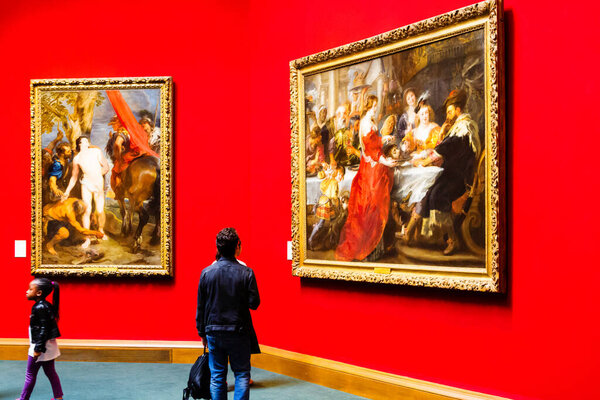 EDINBURGH, SCOTLAND - AUGUST 22, 2016: Interior of the Scottish National Gallery, Edinburgh, Scotland, United Kingdom. It was designed by William Henry Playfair