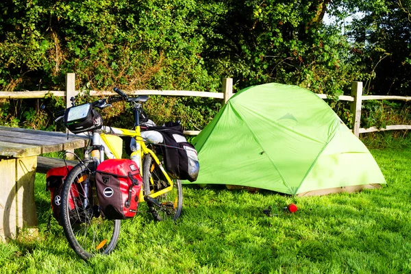 Conwy Wales August 2016 Cykel Med Panniers Parkerade Vid Vägen — Stockfoto