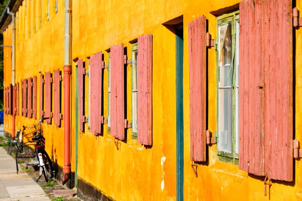Copenhagen Denmark October 2016 Nice Old Yellow Houses Nyboder Medieval — Stock Photo, Image