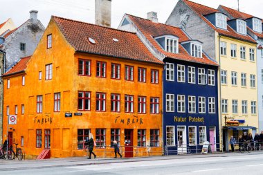 COPENHAGEN, DENMARK - 9 Ekim 2016: Kopenhag, Danimarka 'da renkli konutlar
