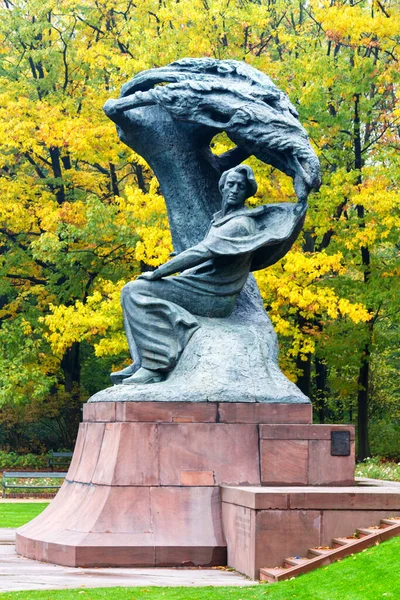 Warsaw Poland October 2016 Fryderyk Chopin Monument Autumn Scenery Royal — Stock Photo, Image