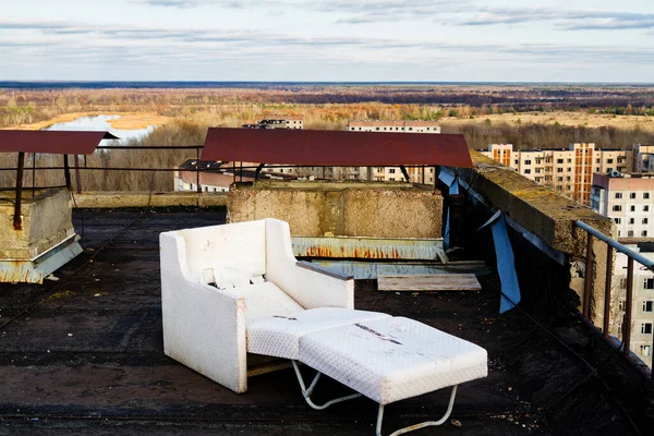 Вид Крыши Этажного Жилого Дома Припять Чернобыльская Аэс Зона Отчуждения — стоковое фото