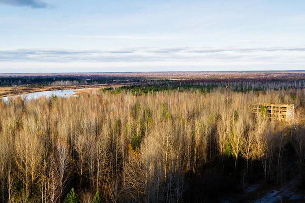 Vew Van Dak Van Verdiepingen Appartement Huis Pripyat Stad Tsjernobyl — Stockfoto