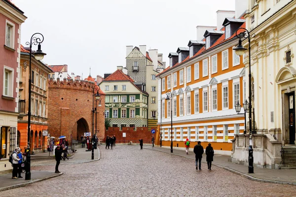 Warsaw Poland October 2016 Beautiful Tenement Houses Street Nowomiejska Street — Stock Photo, Image