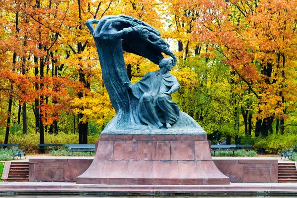 Warsaw Polen Oktober 2016 Fryderyk Chopin Monument Herfst Landschap Van — Stockfoto