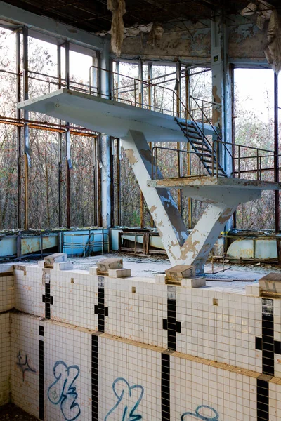 Verlassenes Schwimmbad Pripjat Tschernobyl Sperrzone Ukraine — Stockfoto