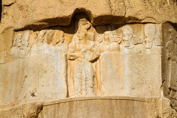 Antiguo Relieve Necrópolis Naqsh Rustam Que Muestra Triunfo Sapor Sobre — Foto de Stock