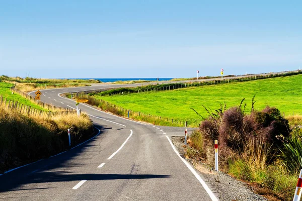 Vägen Genom Vackra Och Naturliga Landskap Vilda Orörda Nya Zeeland — Stockfoto