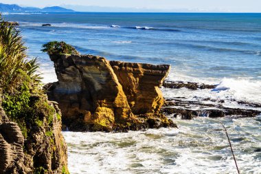 Paparoa Ulusal Parkı 'nda Punakaki Pancake Rocks, Batı Yakası, Güney Adası, Yeni Zelanda
