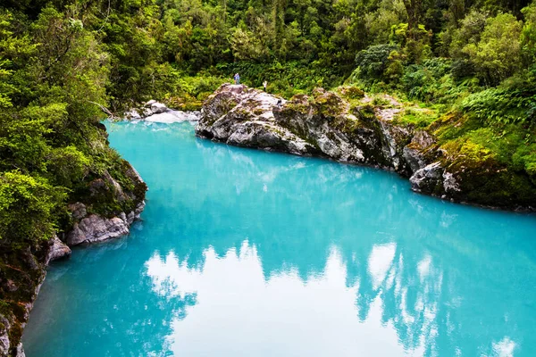 Eau Bleue Rivière Hokitika Travers Roche Flanc Hokitika Gorge Scenic — Photo