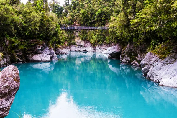 Agua Azul Del Río Hokitika Través Roca Del Lado Hokitika — Foto de Stock