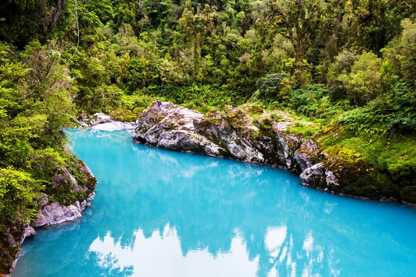 Hokitika Nehri Nin Mavi Suları Hokitika Gorge Manzarası Ndaki Kayanın — Stok fotoğraf