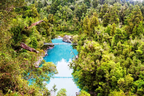 Hokitika Nehri Nin Mavi Suları Hokitika Gorge Manzarası Ndaki Kayanın — Stok fotoğraf