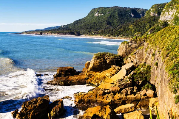 New Zealand Coastal Highway Malownicze Wiatry Drogowe Wzdłuż Zachodniego Brzegu — Zdjęcie stockowe