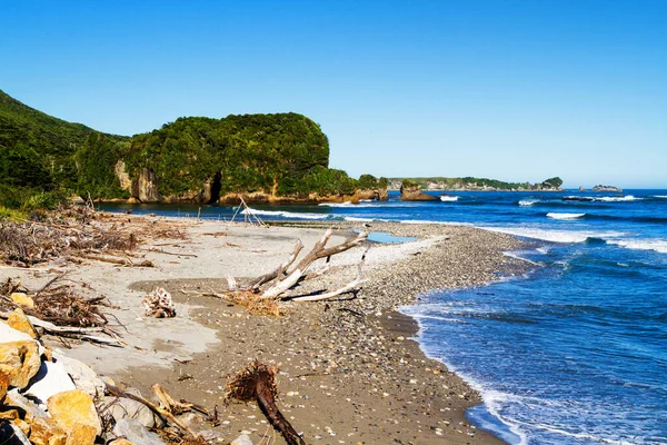Прибрежное Шоссе Новой Зеландии Живописные Ветры Вдоль Западного Берега Южного — стоковое фото