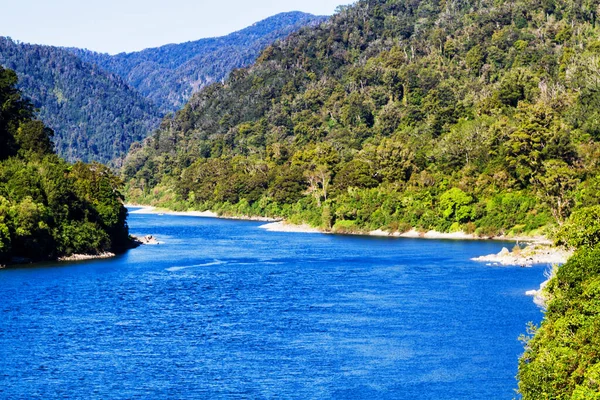 Krásná Modrá Zelená Řeka Tekoucí Letním Čase Novém Zélandu Jižní — Stock fotografie