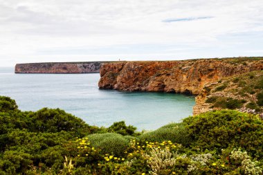 Cabo St. Vincent Burnu 'nun havadan görünüşü. Avrupa 'nın en güneybatı noktası, Sagres, Algarve, Portekiz.