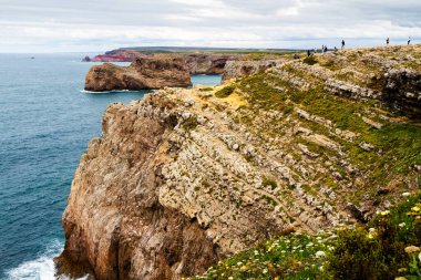 Cabo St. Vincent Burnu 'nun havadan görünüşü. Avrupa 'nın en güneybatı noktası, Sagres, Algarve, Portekiz.