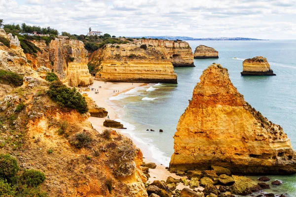 Costa Mar Algarve Portugal Famosa Das Suas Praias Grutas Perto — Fotografia de Stock