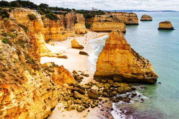 Costa Mar Algarve Portugal Famosa Das Suas Praias Grutas Perto — Fotografia de Stock