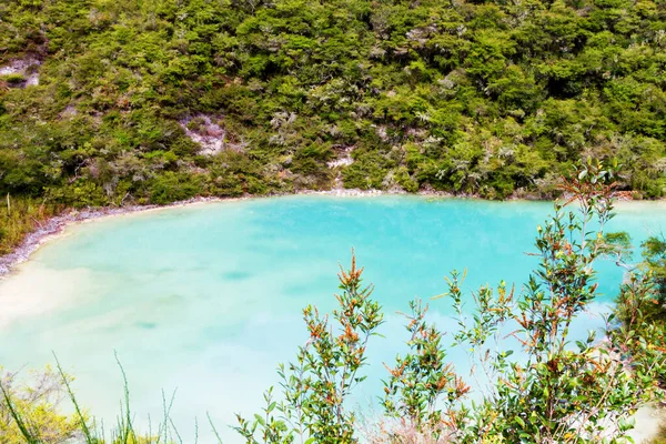 Lama Lagoas Com Água Quente Azul Turquesa Piscinas Vapores Cavernas — Fotografia de Stock