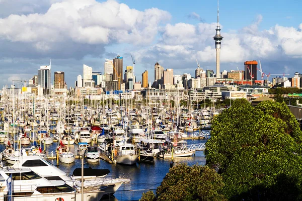 Auckland Nueva Zelanda Abril 2017 Vista Panorámica Yates Veleros Puerto —  Fotos de Stock