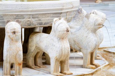 Ünlü Aslan Çeşmesi - Alhambra Sarayı, Granada (Endülüs), İspanya.