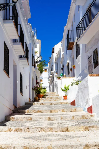 Luftaufnahme Der Weißen Stadt Frigiliana Bei Sonnigem Tag Andalusien Weiße — Stockfoto