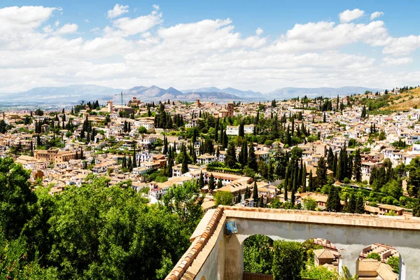 Granada Nın Hava Manzarası Spanya Nın Ünlü Endülüs Şehri Burası — Stok fotoğraf