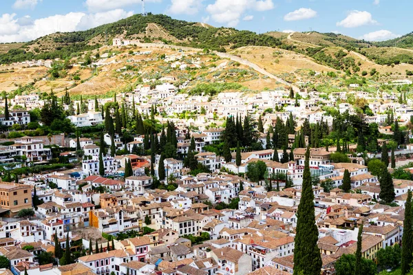 Granada Nın Hava Manzarası Spanya Nın Ünlü Endülüs Şehri Burası — Stok fotoğraf