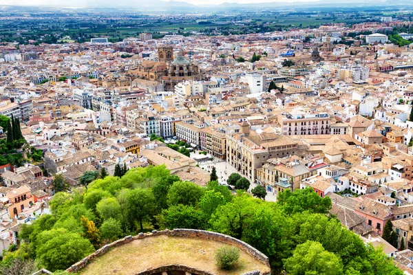 Granada Nın Hava Manzarası Spanya Nın Ünlü Endülüs Şehri Burası — Stok fotoğraf