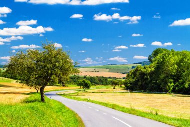 Polonya ve Slovakya sınırındaki Beskid Niski dağlarından geçen bir yolun panoramik görüntüsü