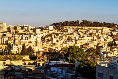 Kudüs ve Kaya Kubbesi 'nin manzarası Zeytin Dağı, İsrail, Ortadoğu' dan