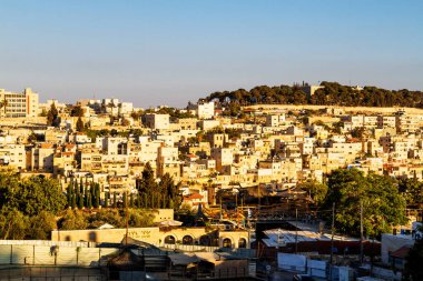 Kudüs ve Kaya Kubbesi 'nin manzarası Zeytin Dağı, İsrail, Ortadoğu' dan