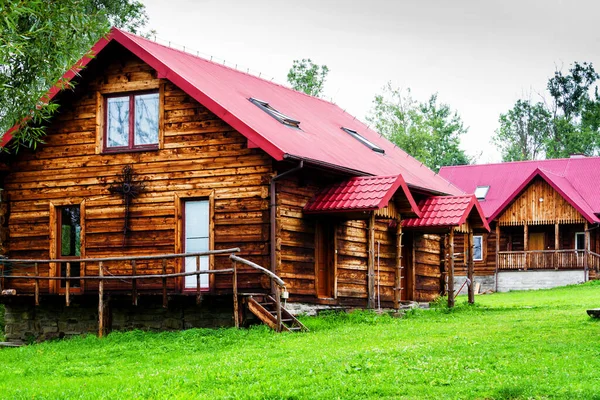 Old Vintage Rumah Tradisional Kayu Pegunungan Beskid Niski Pegunungan Polandia — Stok Foto