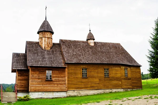 Igreja Católica Grega Madeira Antiga Bonita Listada Unesco Cordilheira Beskid — Fotografia de Stock