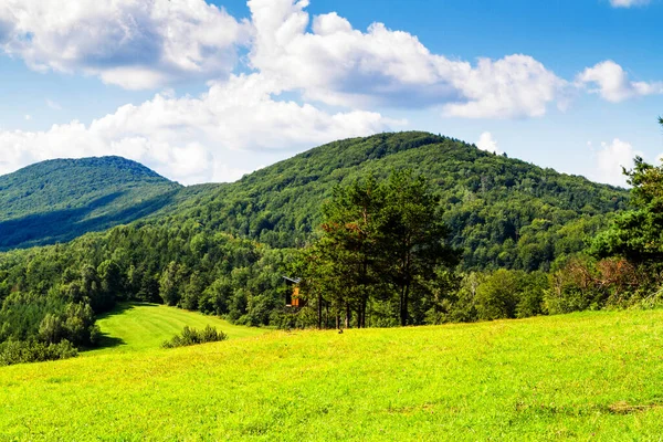 Berglandschaft Panorama Von Wiesen Und Wäldern Den Beskid Niski Bergen — Stockfoto