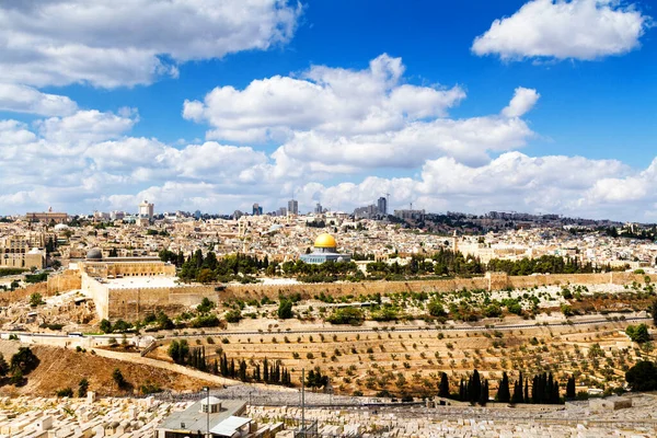 Widok Jerozolimę Kopułę Skały Góry Oliwnej Izrael Bliski Wschód — Zdjęcie stockowe