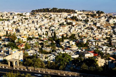 Kudüs ve Kaya Kubbesi 'nin manzarası Zeytin Dağı, İsrail, Ortadoğu' dan